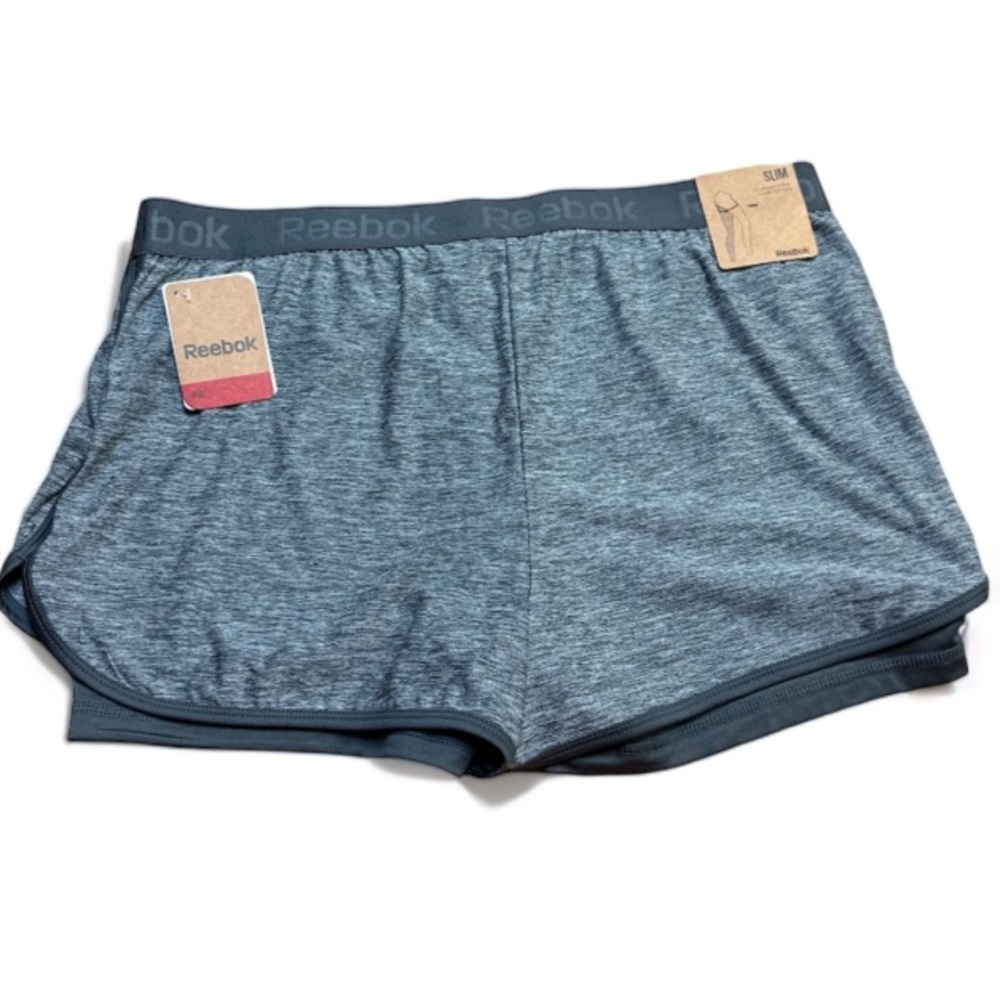 Reebok Ladies Grey Heather Cardio Slim Moisturize Management Shorts Size L NWT